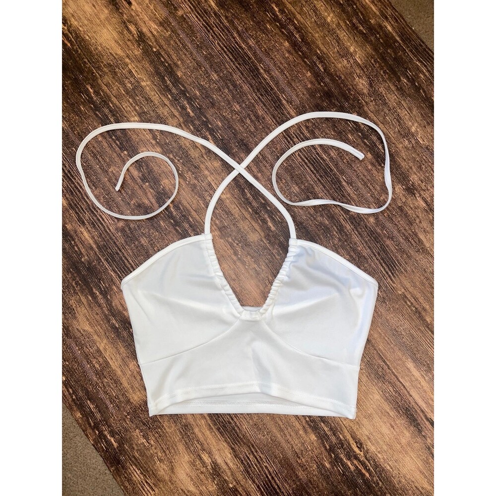 White tank crop top size LARGE